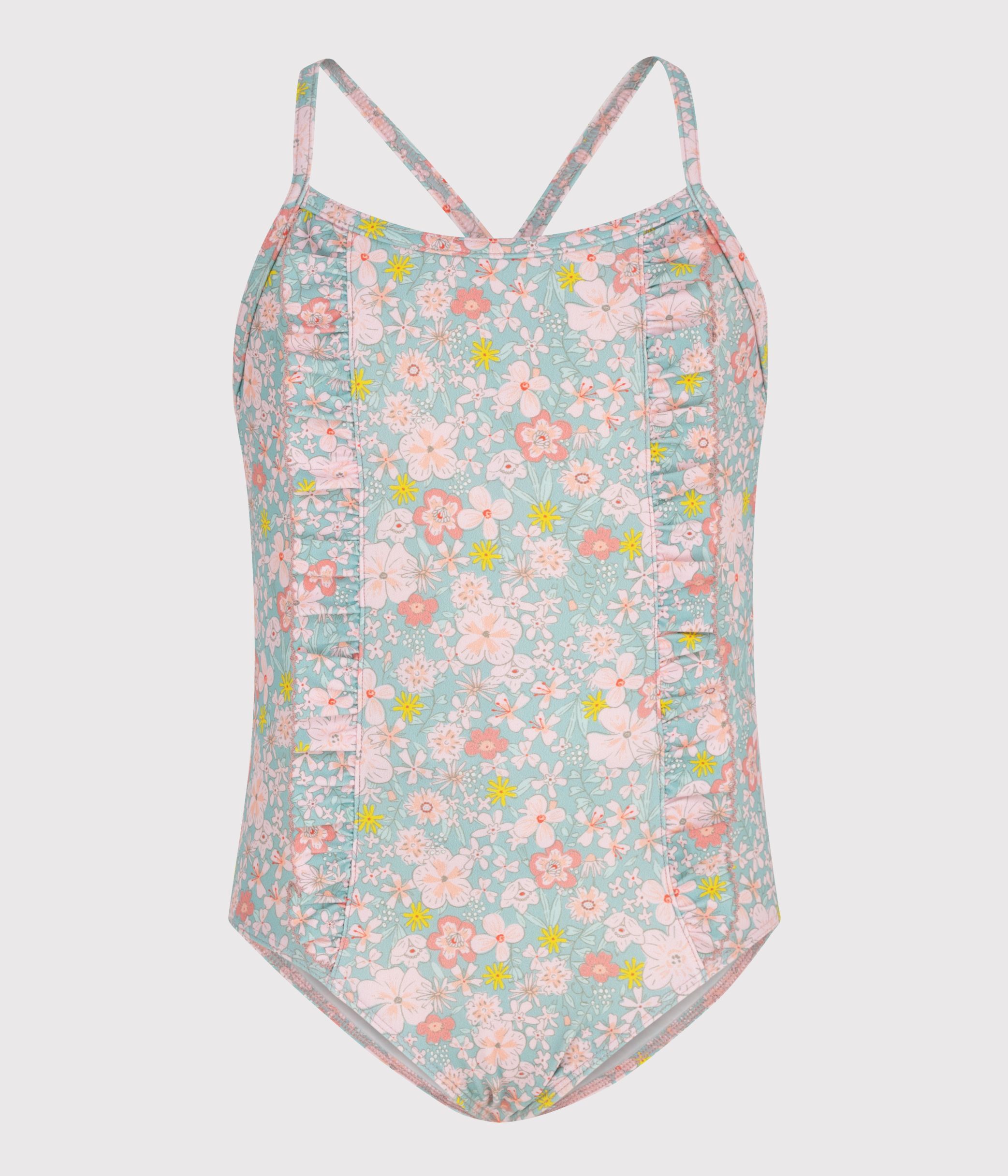 Children's one-piece floral swimsuit