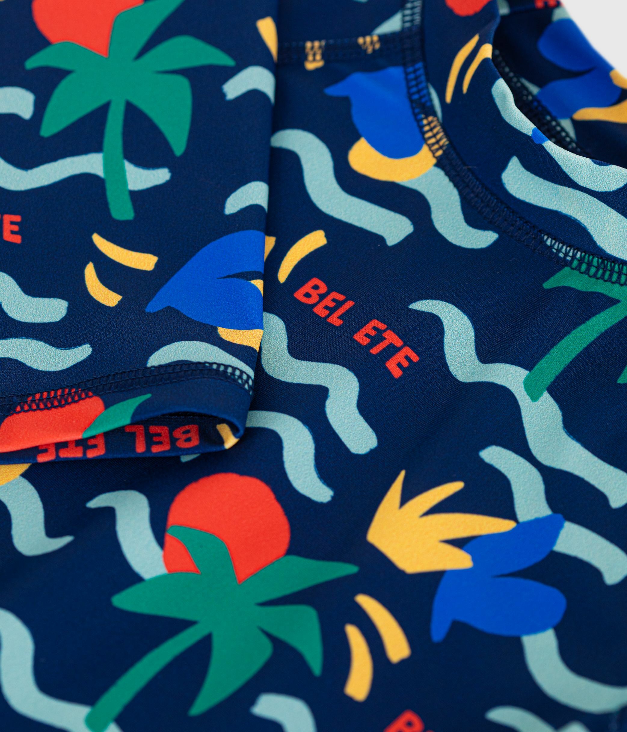 Children's long-sleeved printed UV protection swim T-shirt