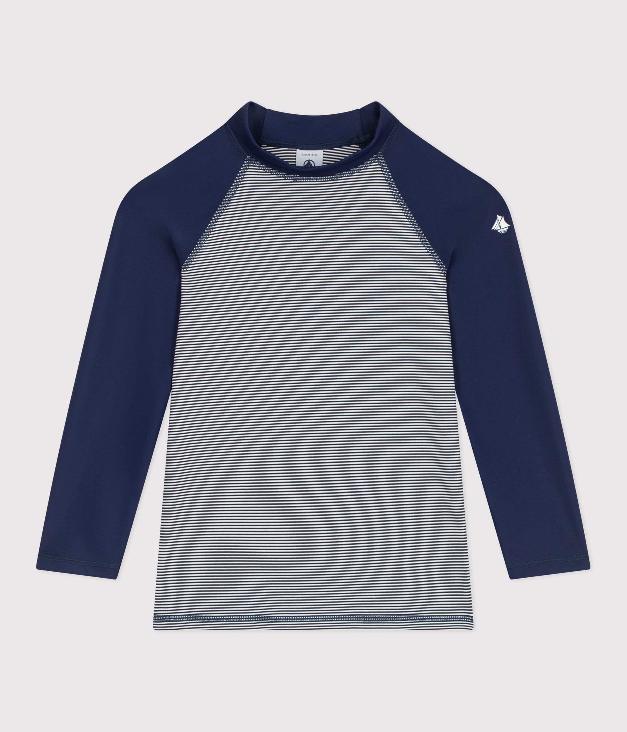 Children's UV-protective long-sleeved stripy swim T-shirt