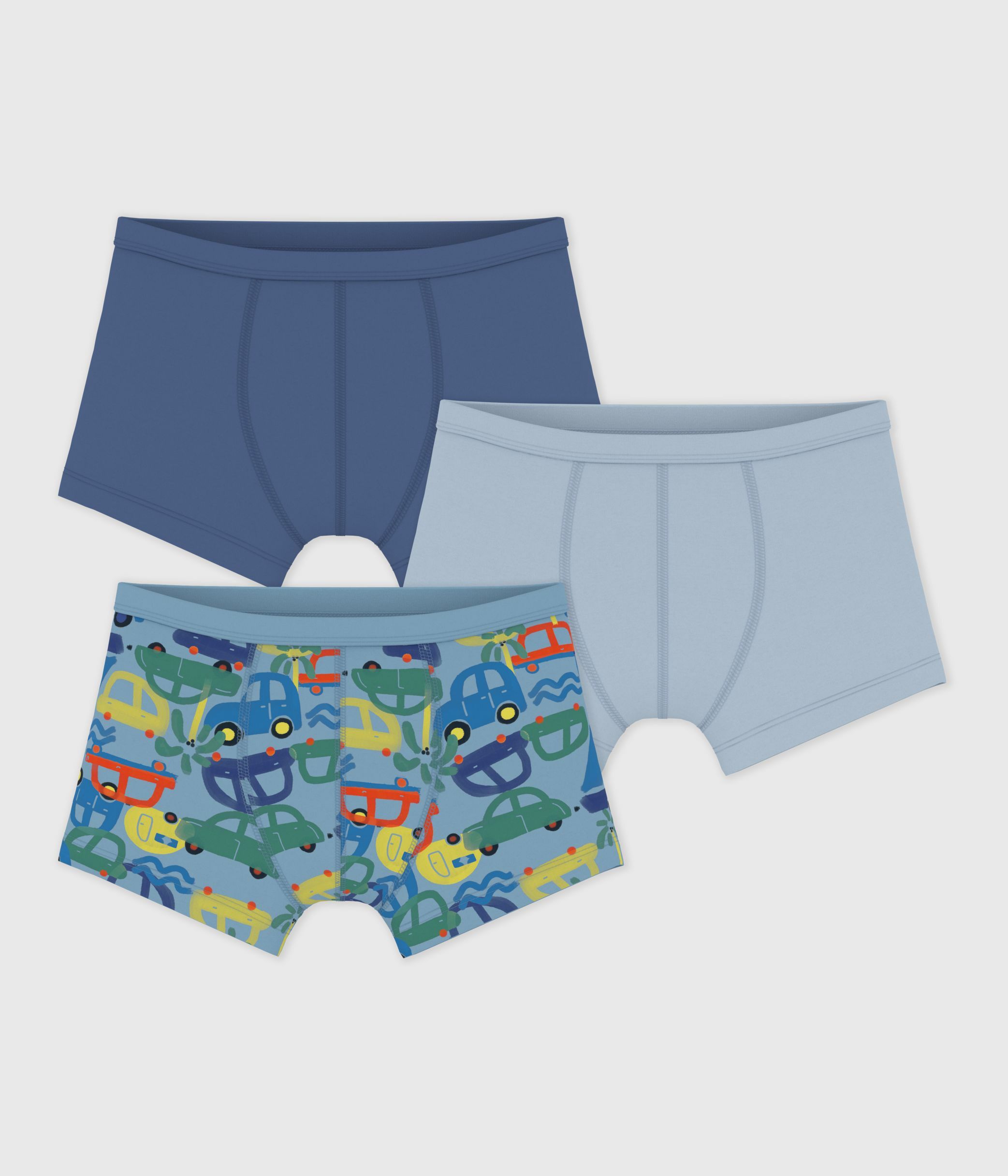 Pack of children's printed cotton boxers with covered waistbands