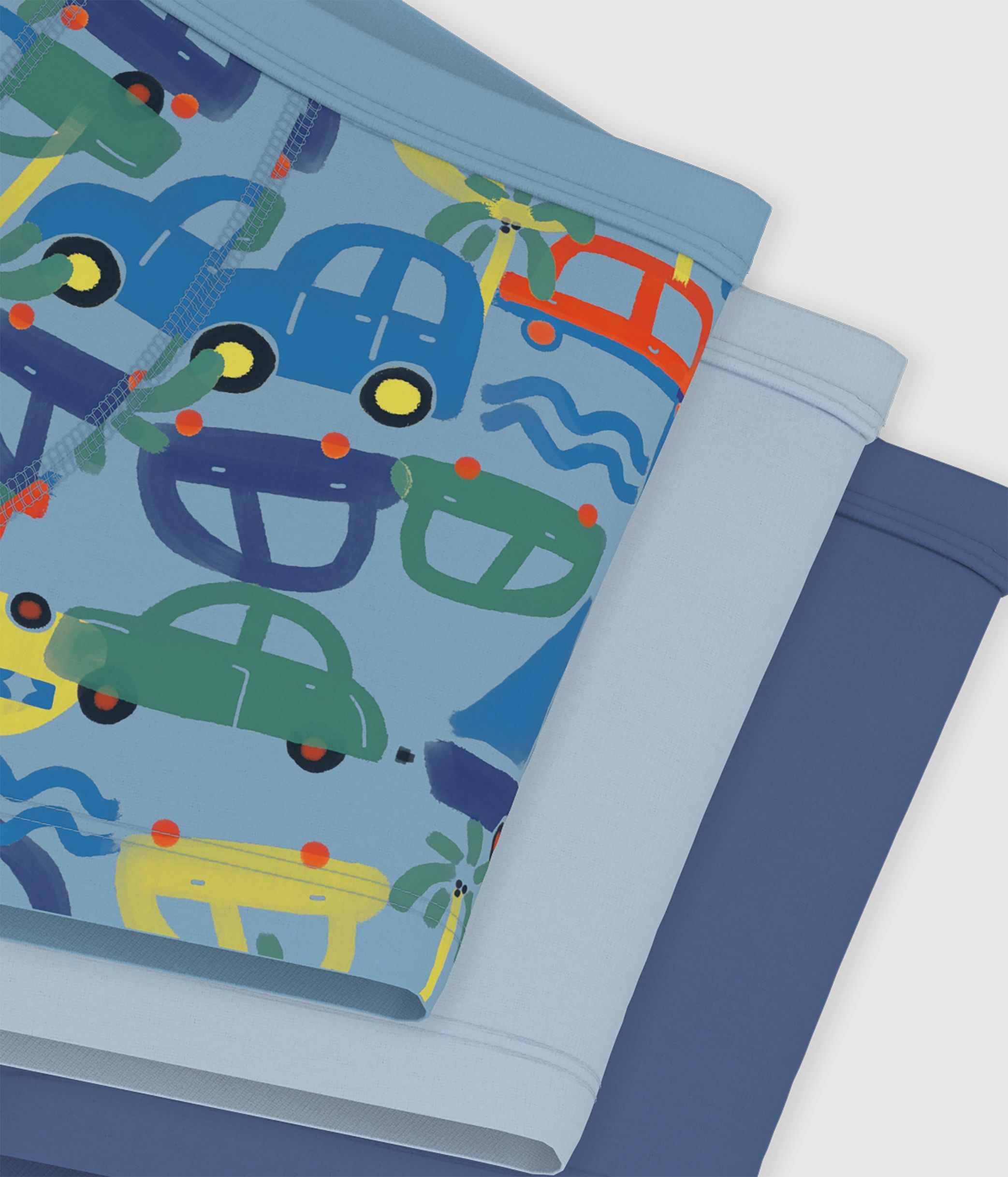 Pack of children's printed cotton boxers with covered waistbands