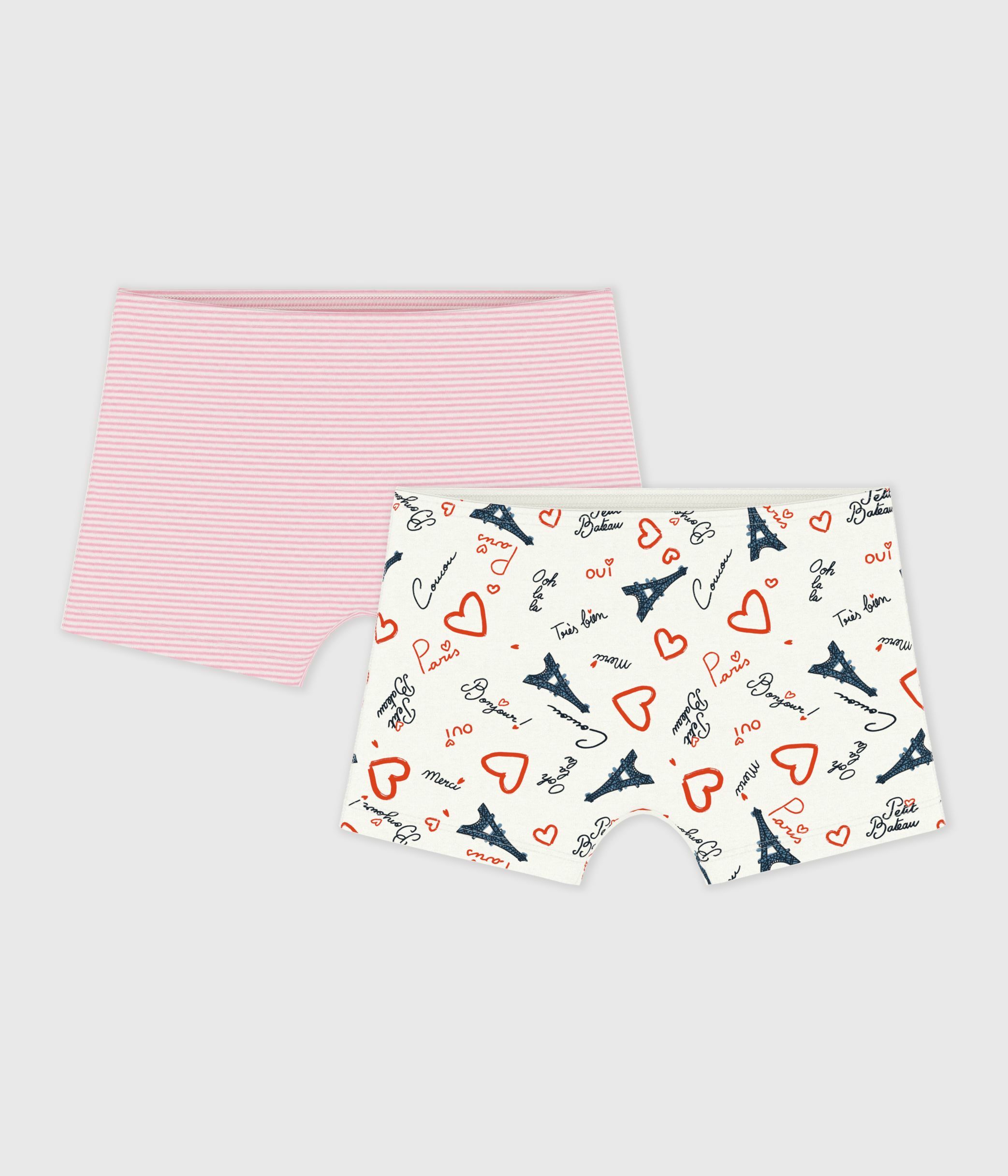 Pack of children's long Paris print cotton shorties