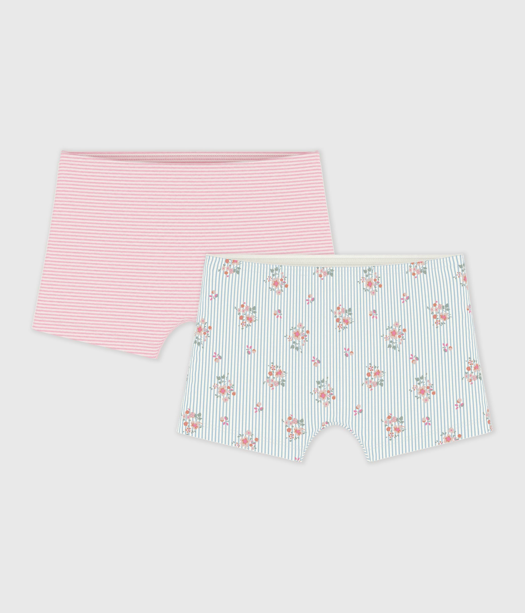 Pack of floral-print long cotton shorties for children