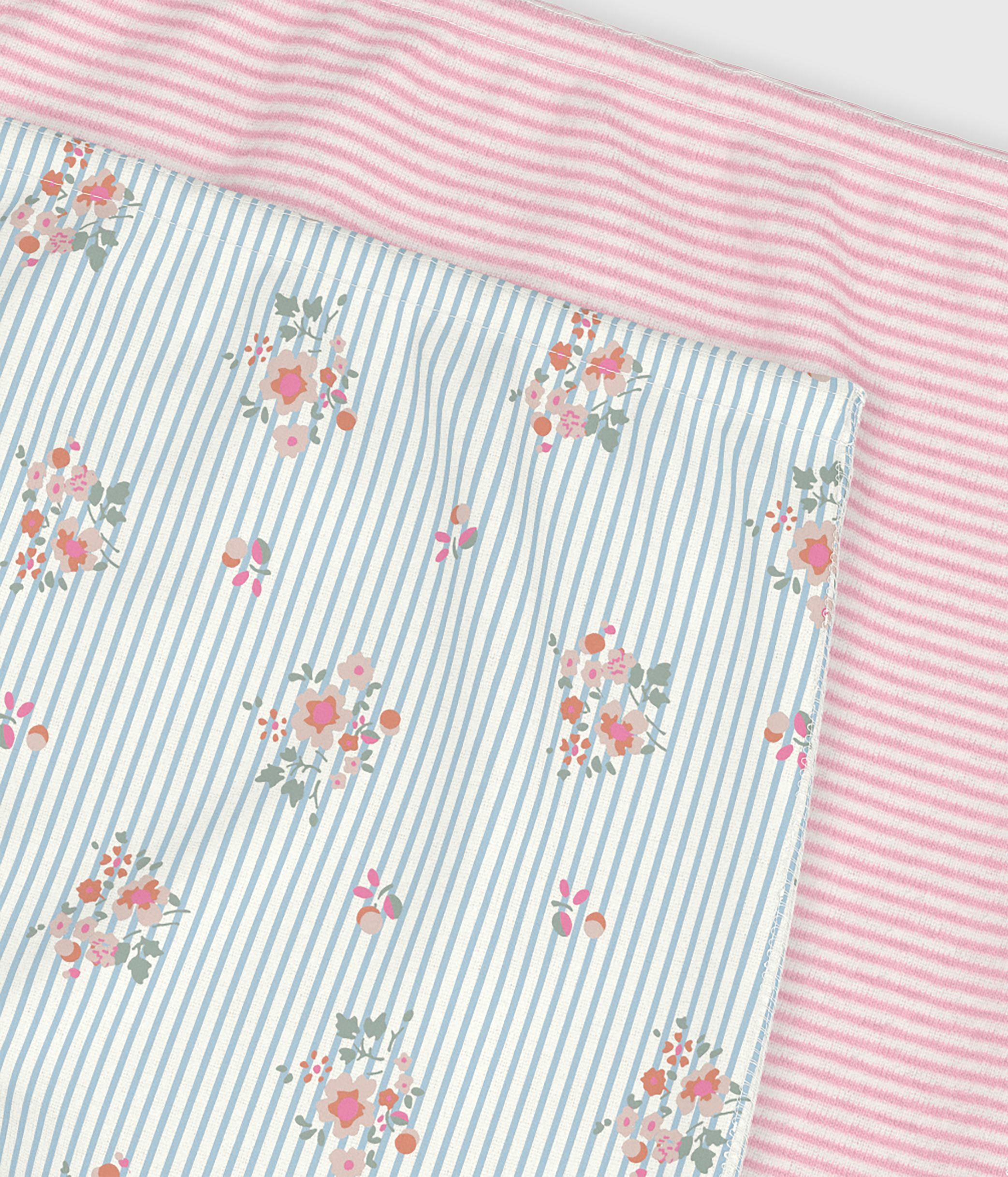 Pack of floral-print long cotton shorties for children