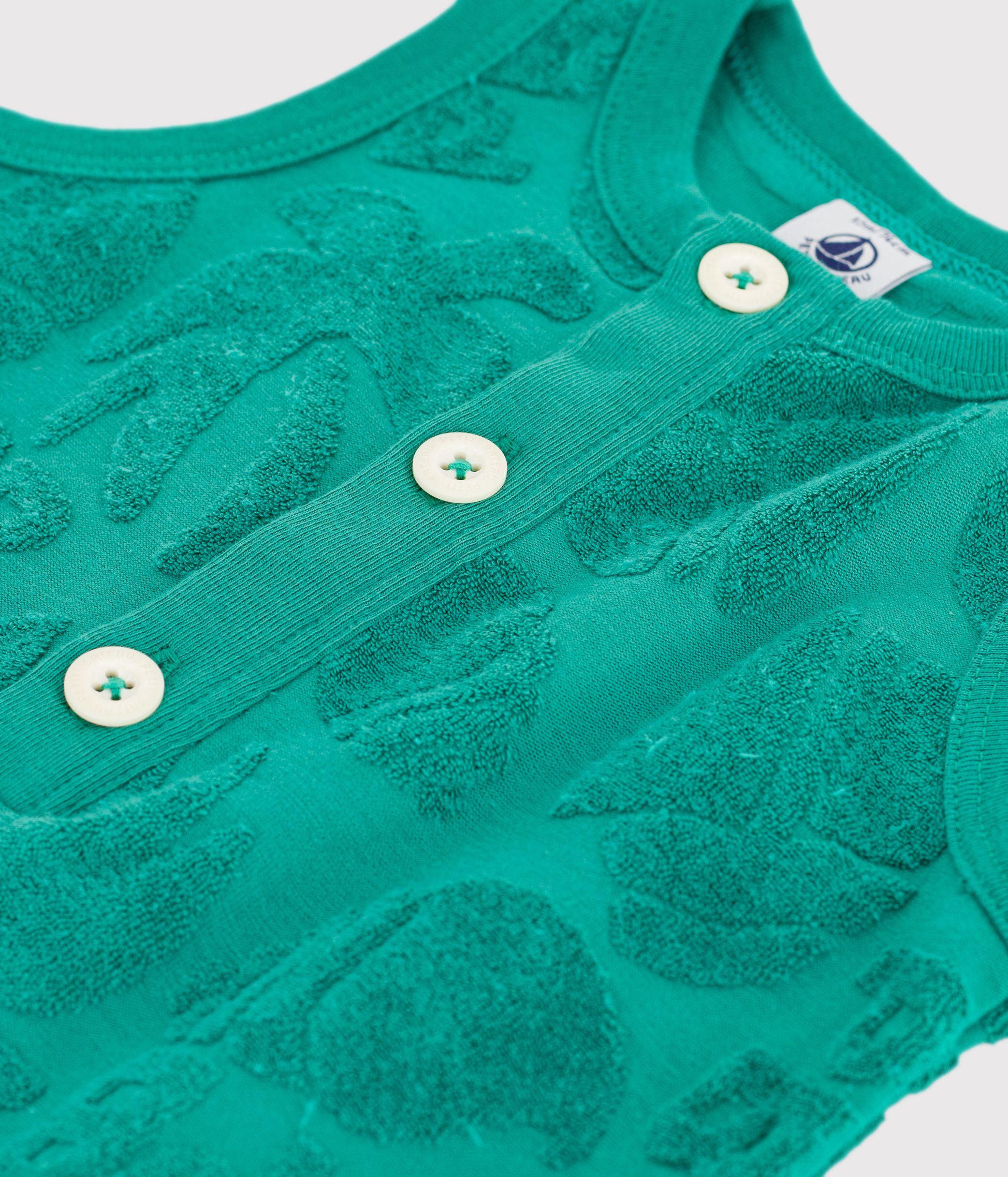 Babies' short jumpsuit in palm tree pattern cotton