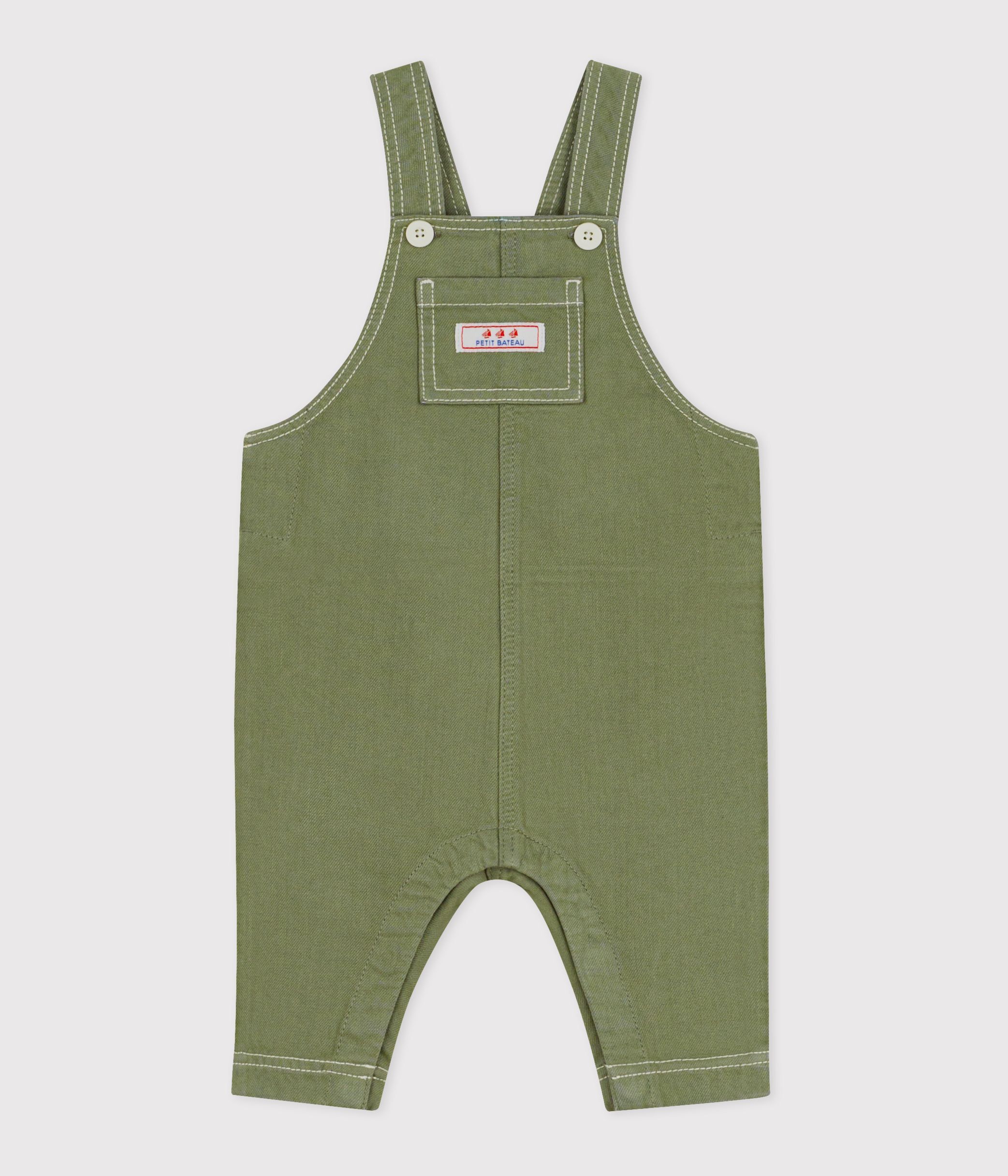 Babies' long coloured denim dungarees