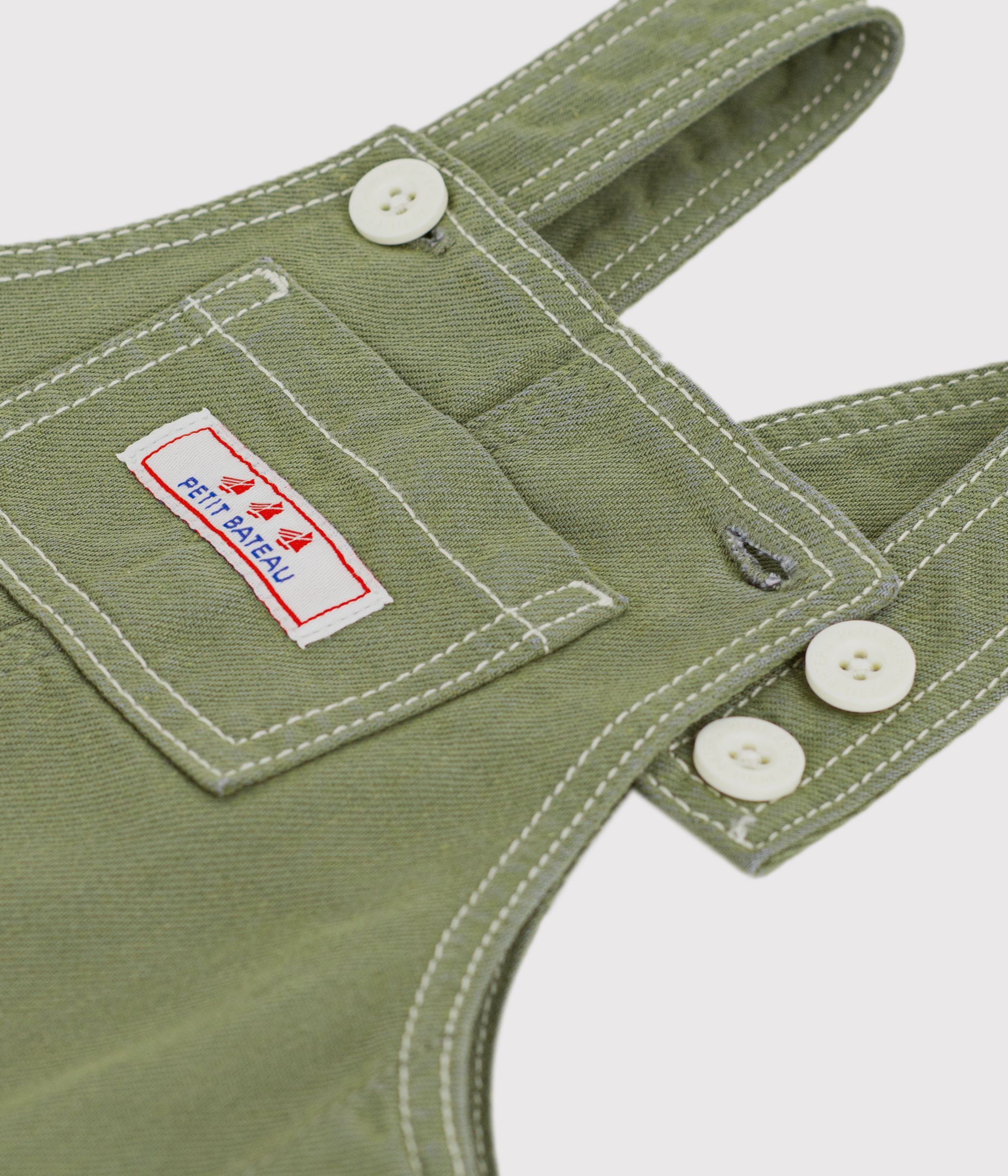 Babies' long coloured denim dungarees