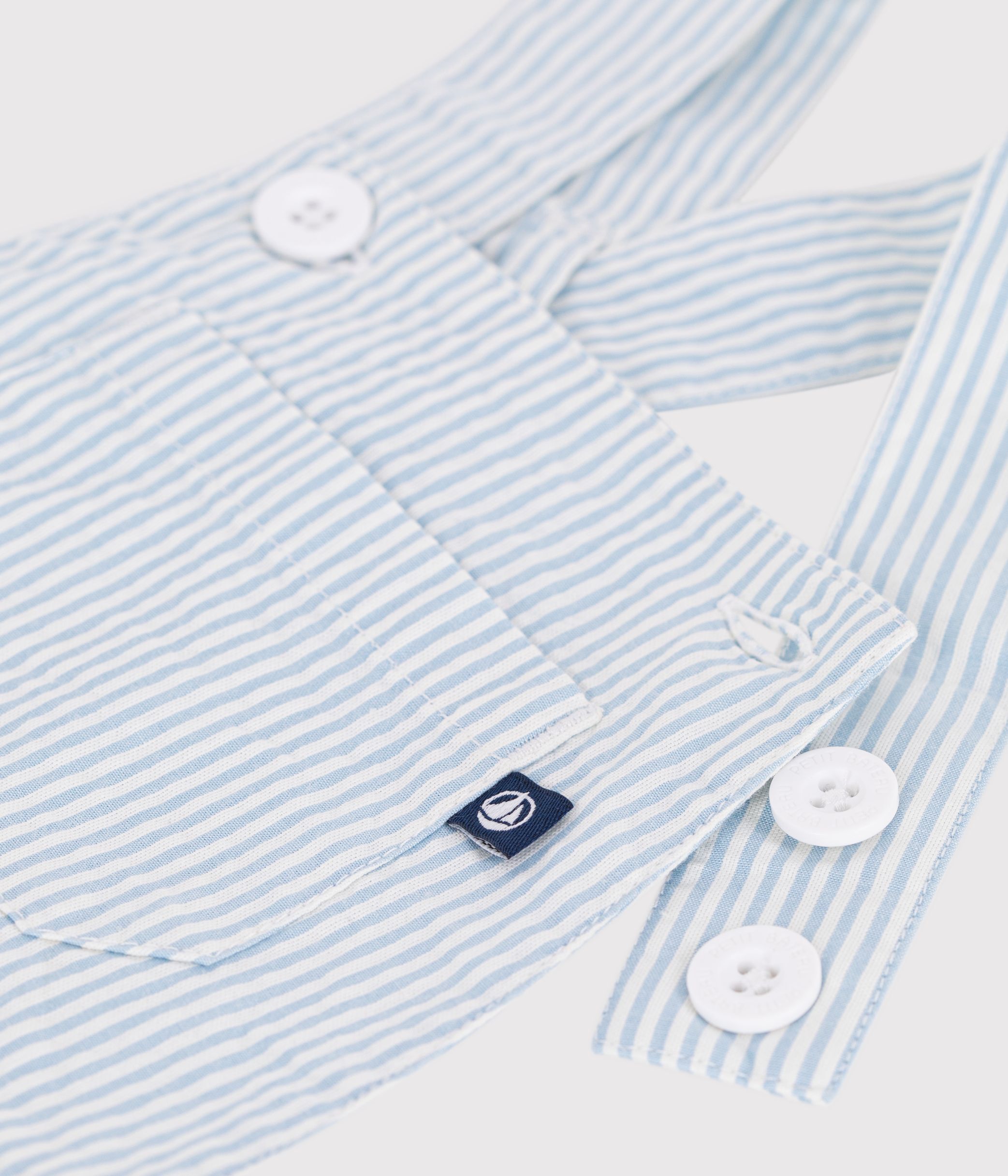 Babies' short-legged stripy cotton dungarees