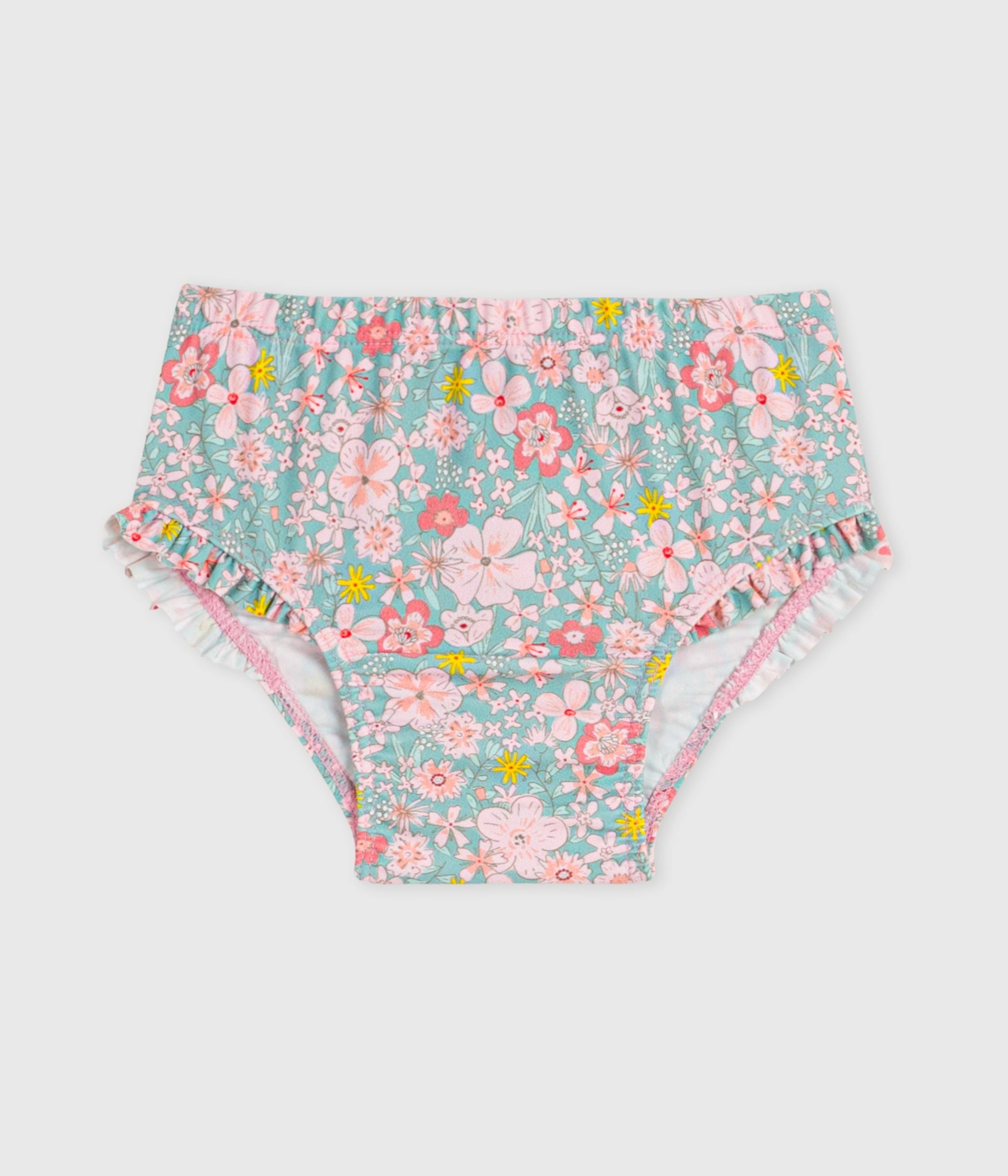 Babies' ruffled floral print swim pants