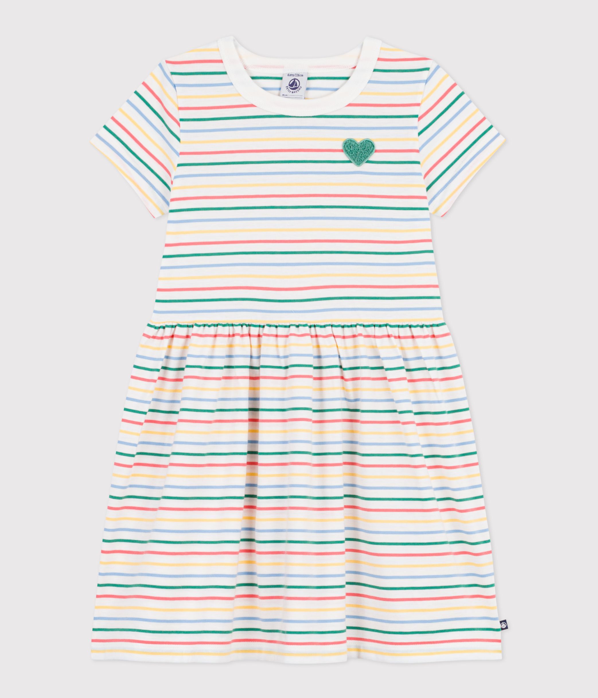 Children's short-sleeved stripy dress in cotton,