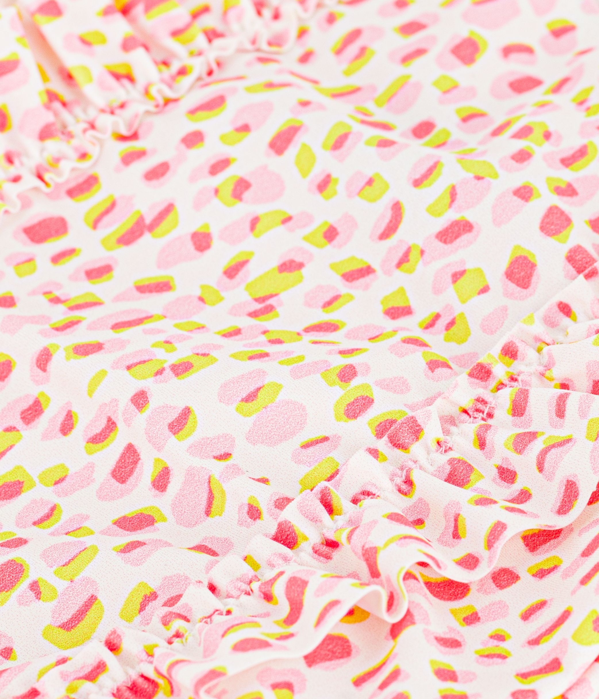 Babies' one-piece printed ruffled swimsuit.