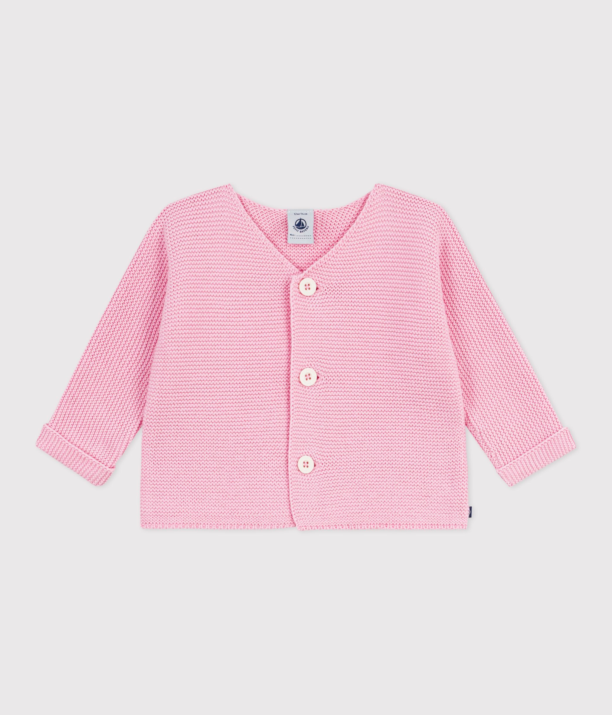 Babies' moss stitch cotton cardigan