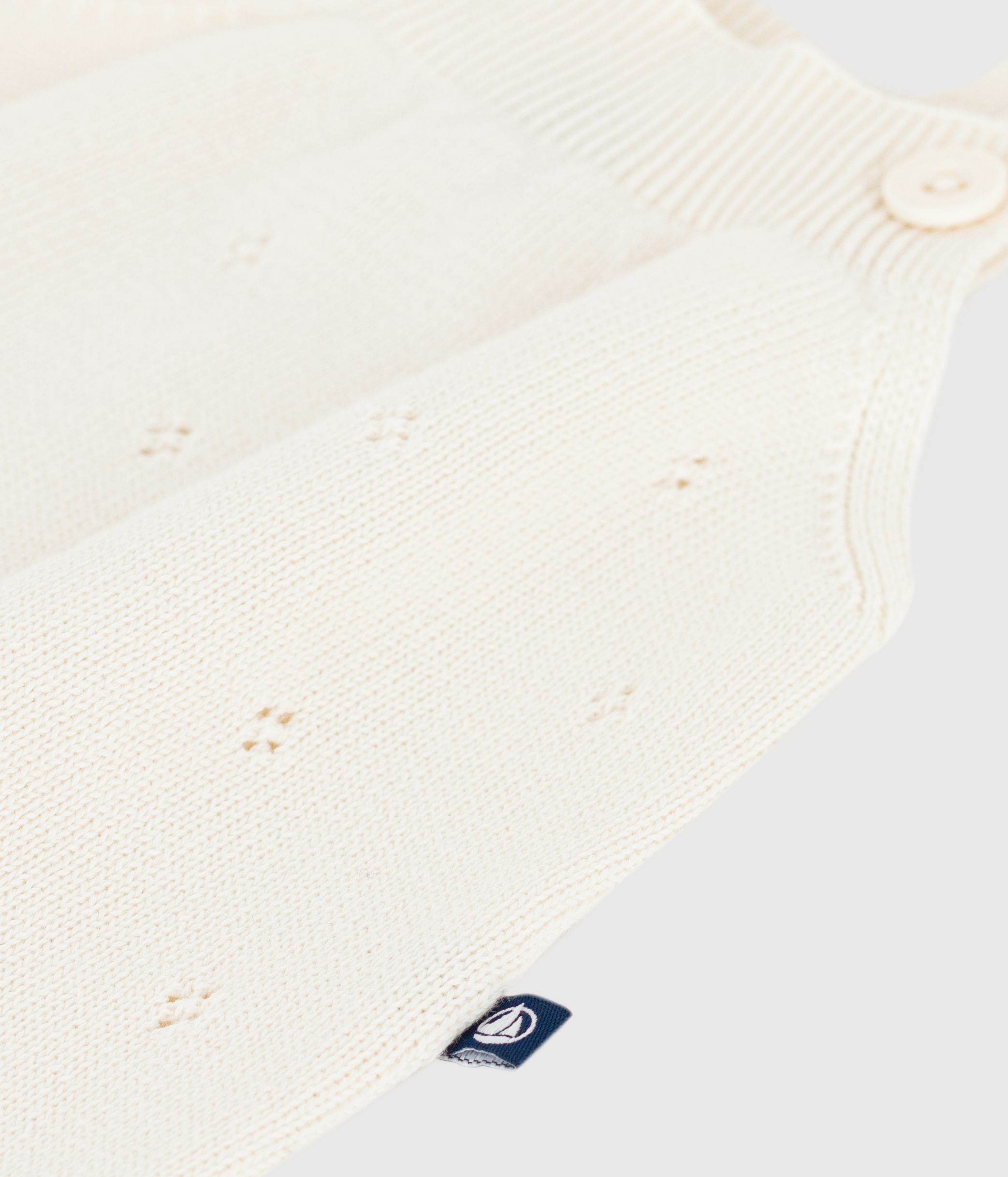 Babies' short openwork knit cotton playsuit