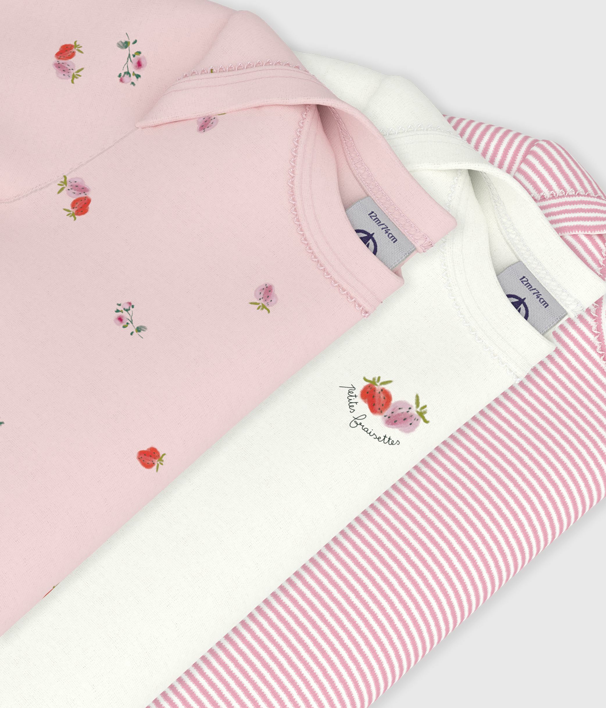 Pack of babies' short-sleeved floral print cotton bodies