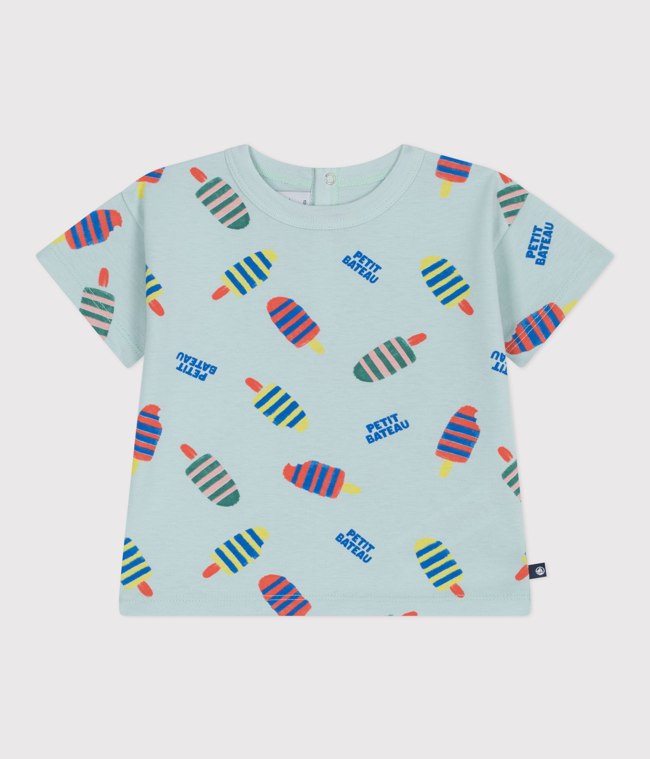 Babies' short-sleeved seagull-print cotton T-shirt