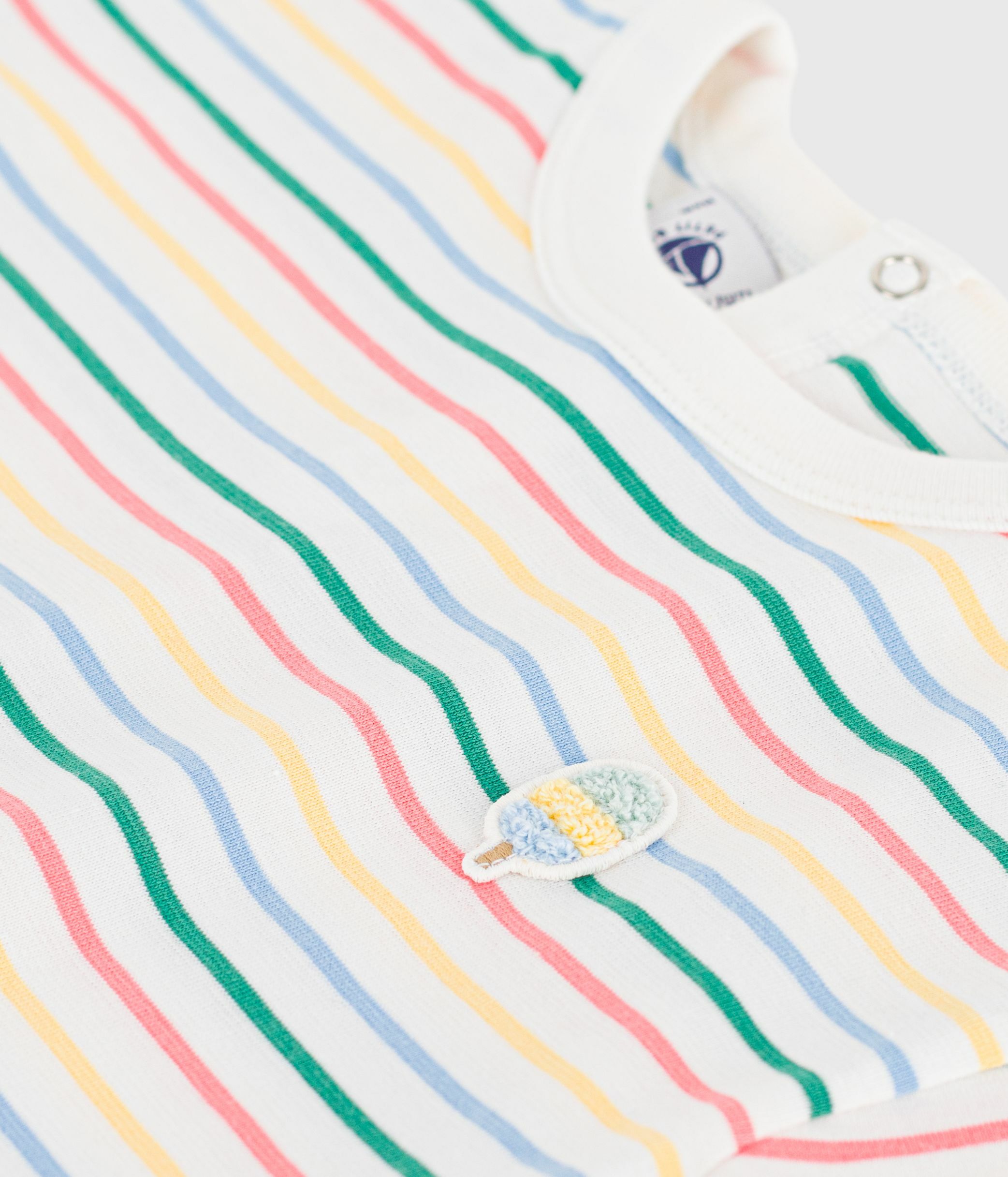 Babies' short-sleeved stripy cotton T-shirt