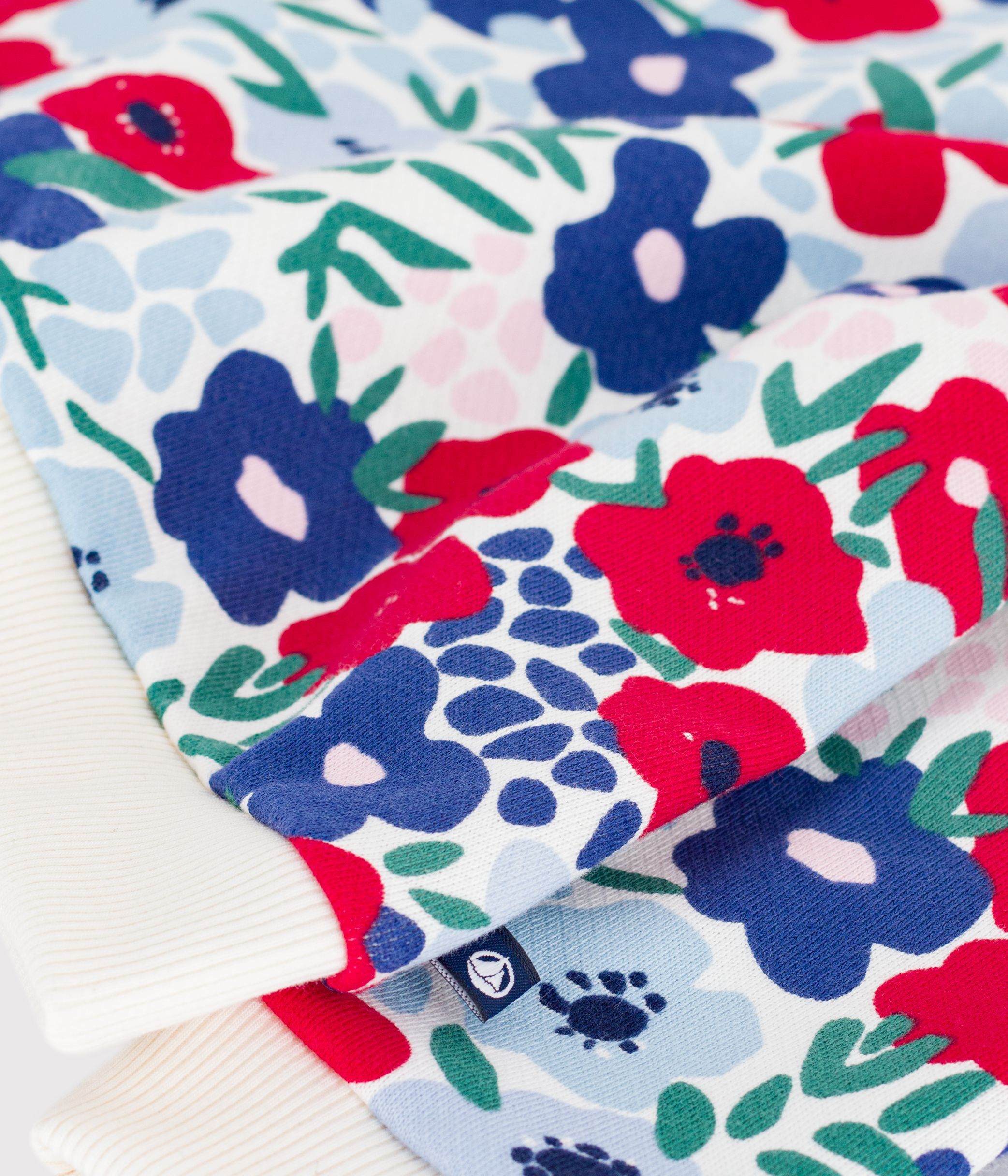 Babies' flower-print cotton hooded sweatshirt