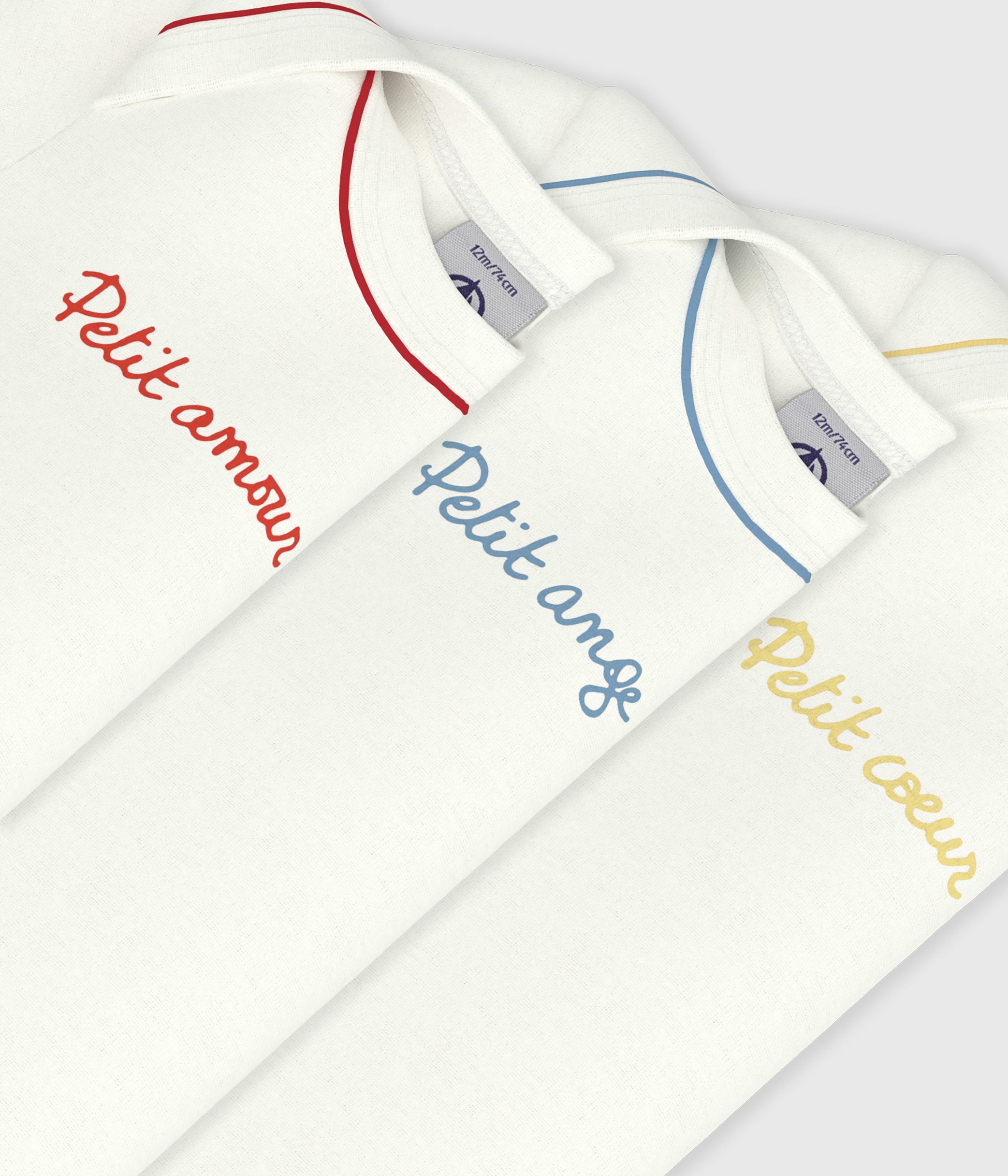 Pack of babies' short-sleeved plain cotton bodies