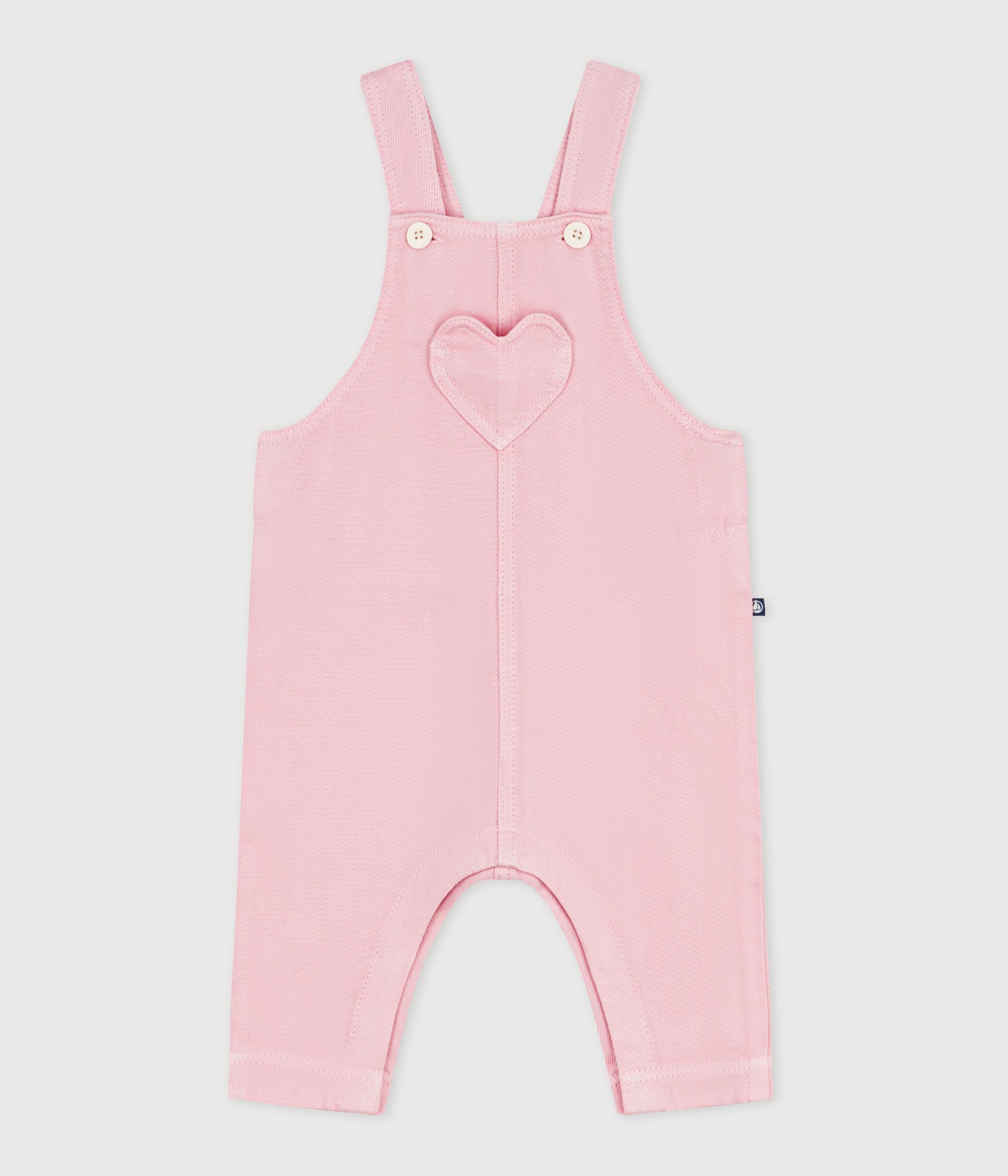 Babies' long-leg dungarees in plain cotton