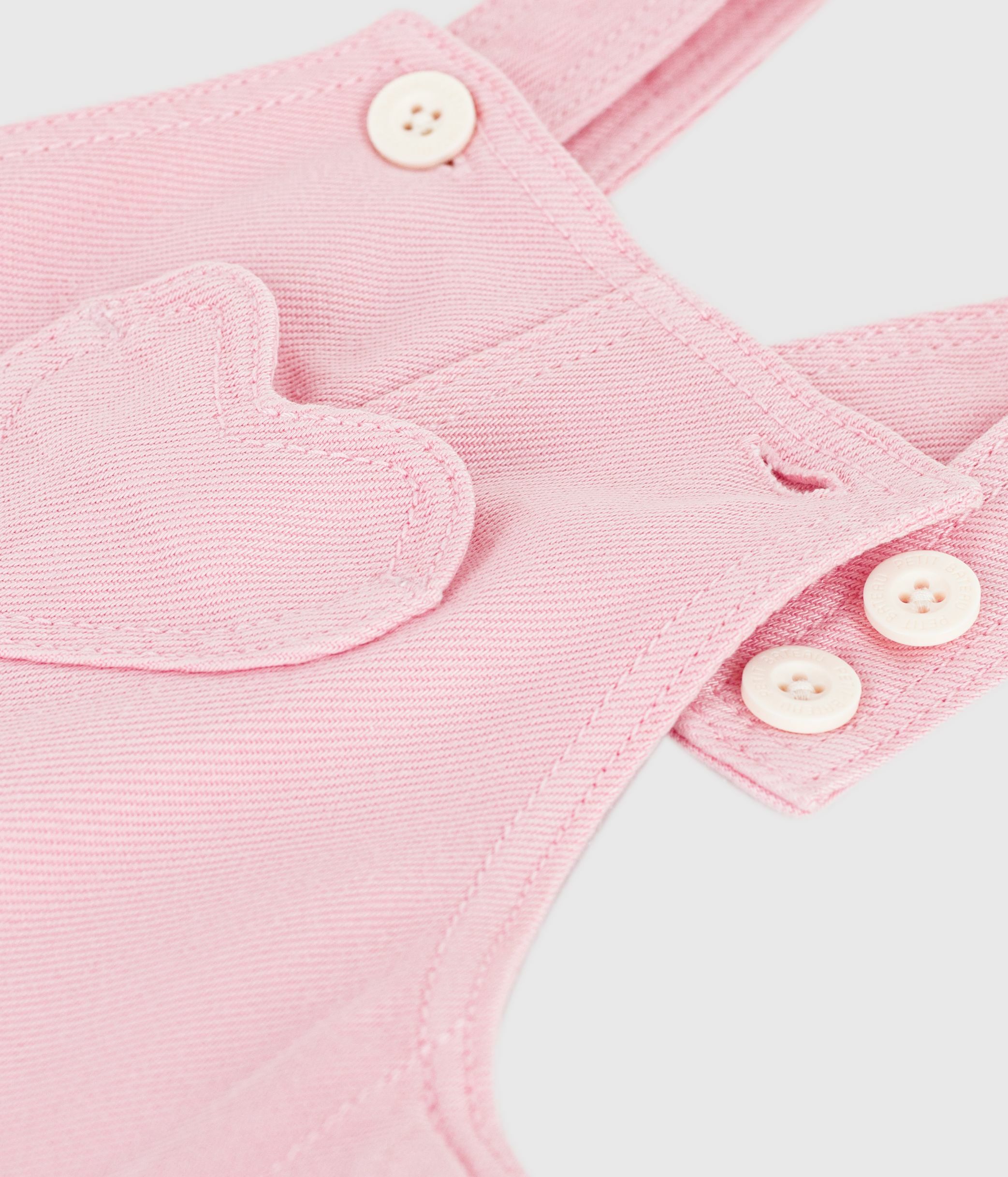 Babies' long-leg dungarees in plain cotton