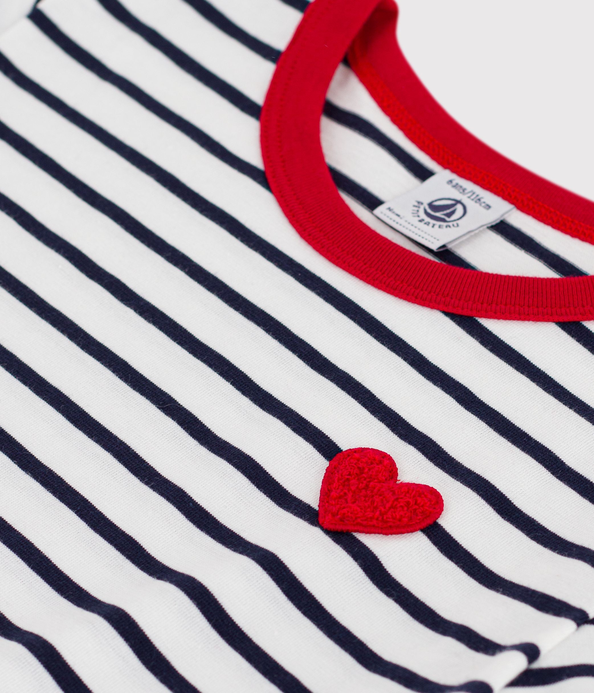 Children's short-sleeved stripy cotton T-shirt