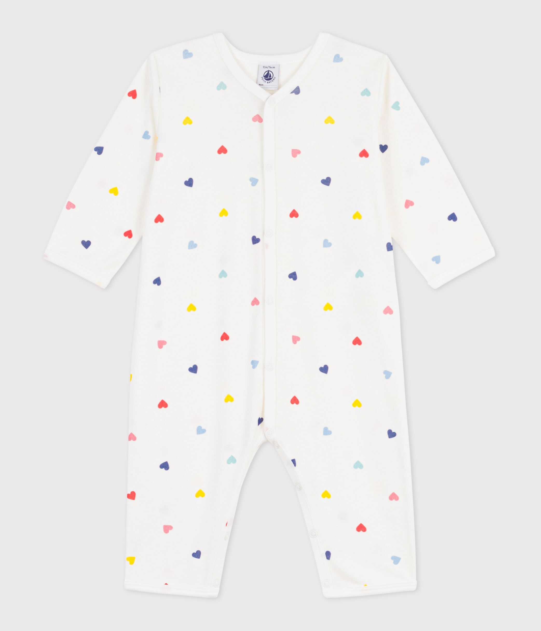 Babies' heart print footless cotton pyjama suit