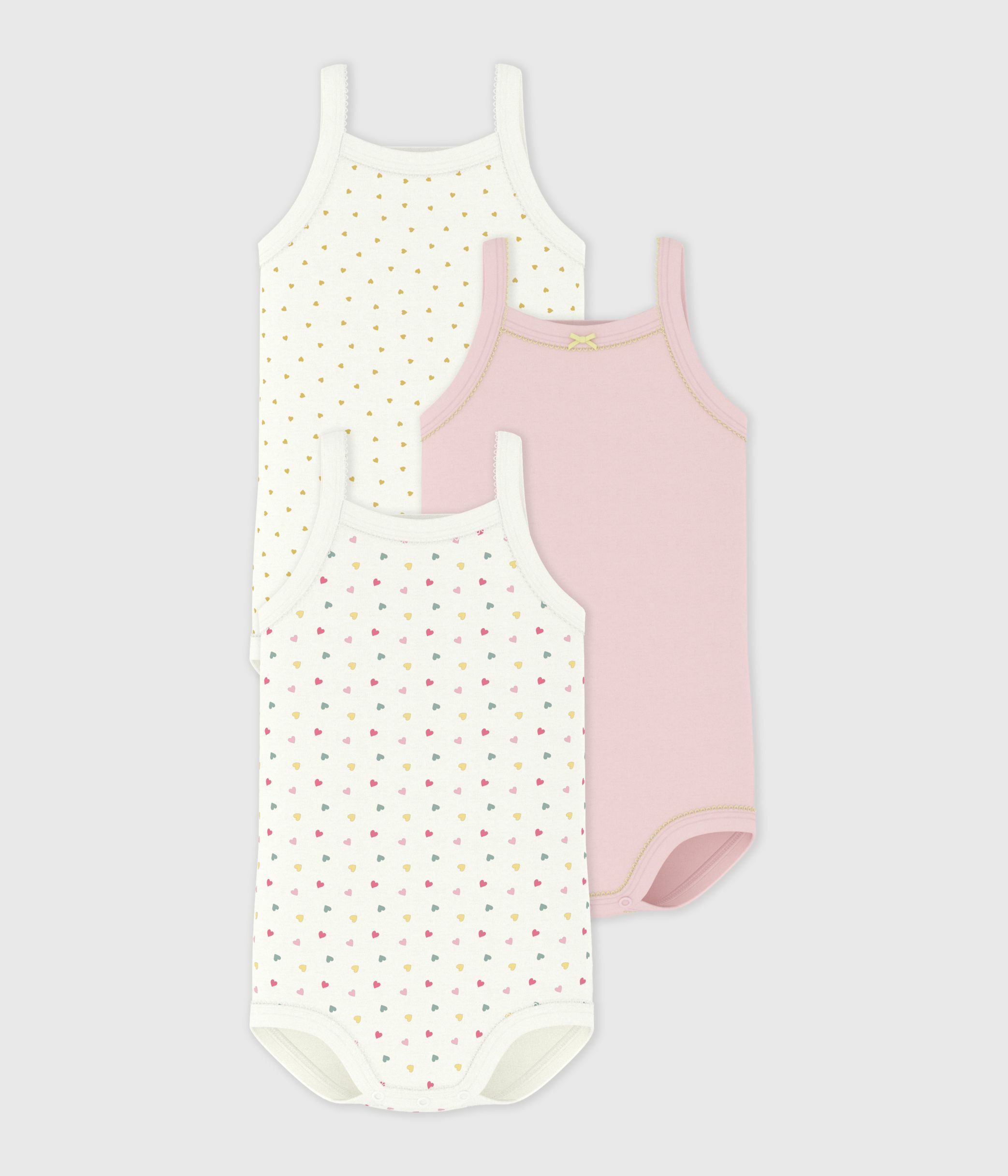 Pack of babies' strappy cotton bodies