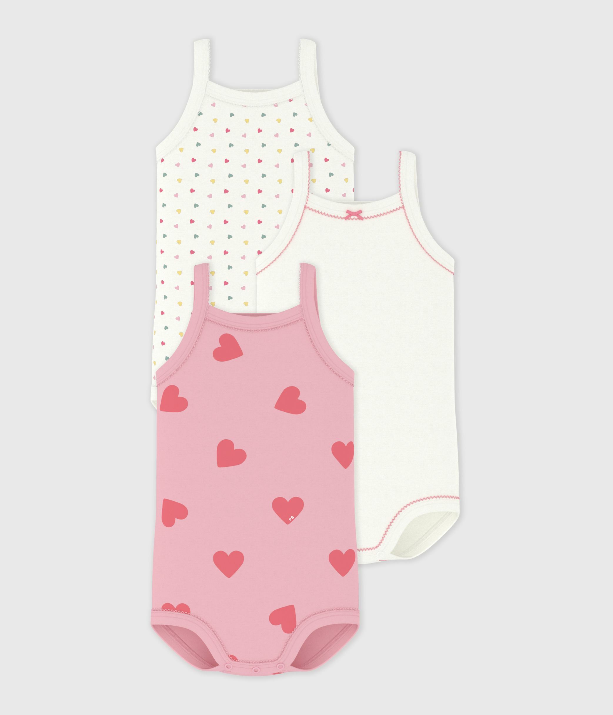 Pack of babies' strappy cotton bodies