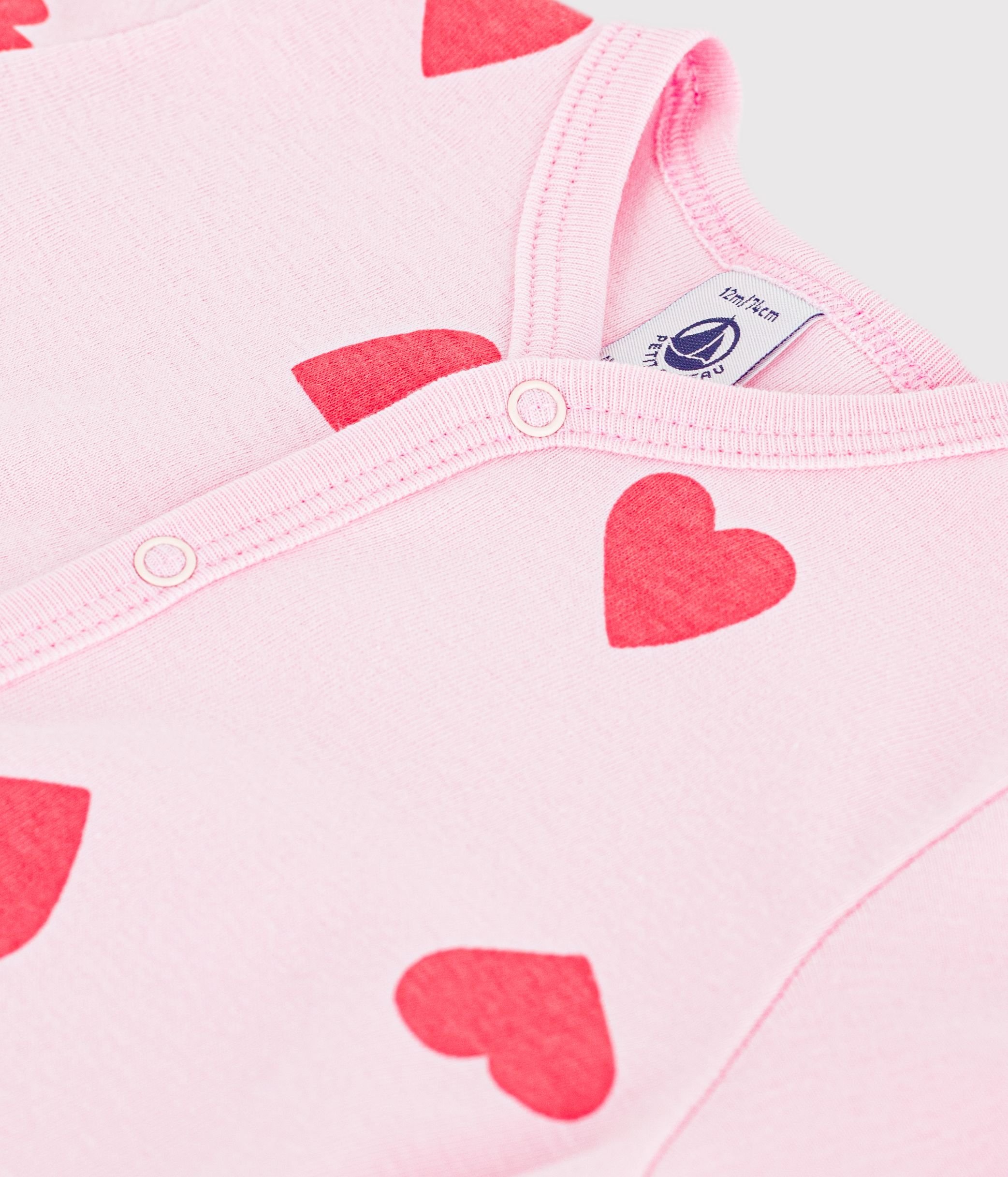 Babies' short heart print cotton jumpsuit