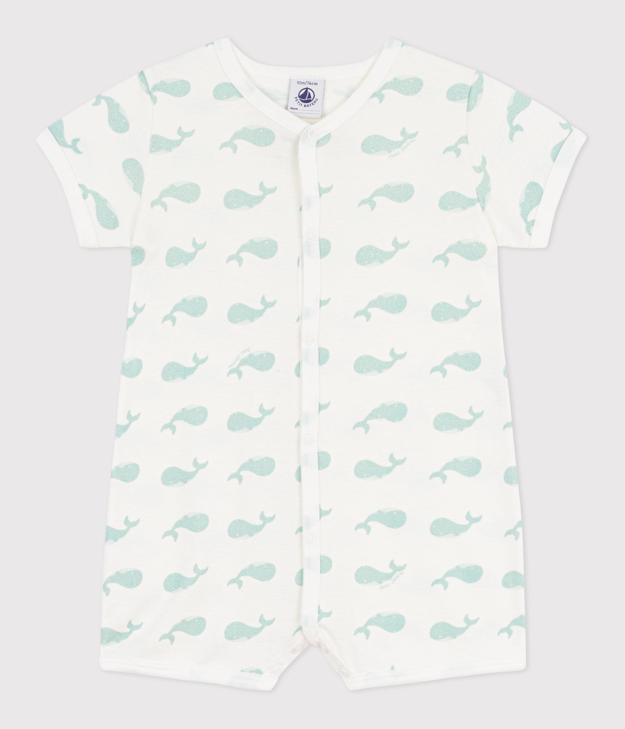 Babies' whale print cotton playsuit