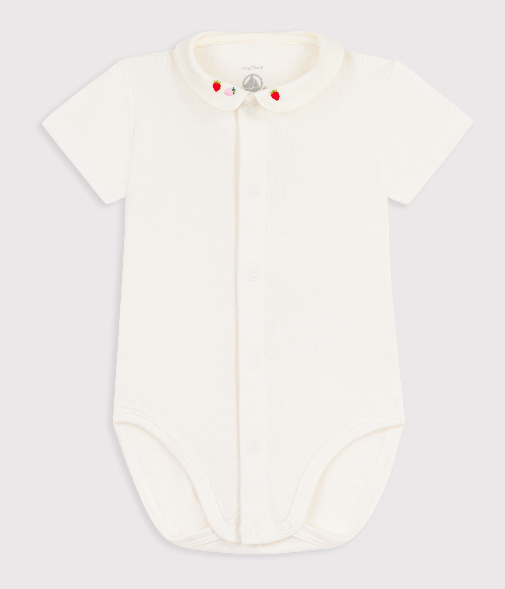 Babies' short-sleeved cotton body with embroidered details