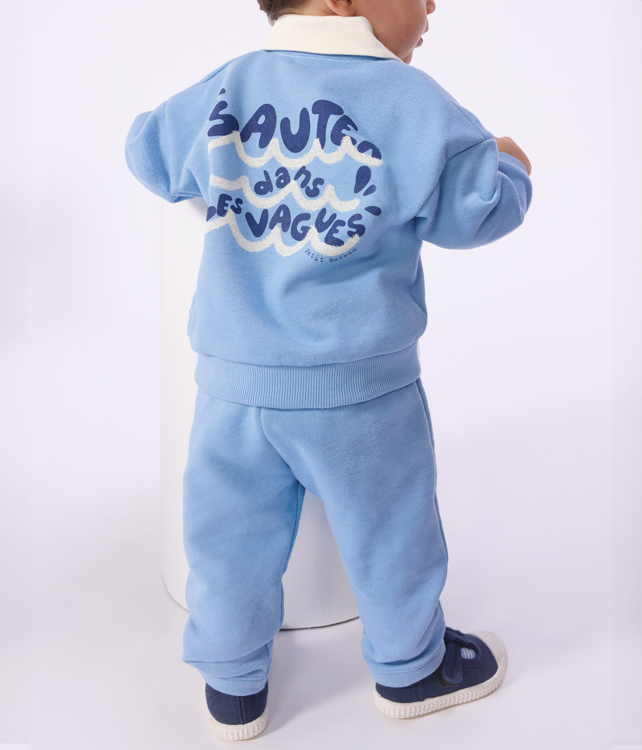 Babies' jogging bottoms in plain cotton