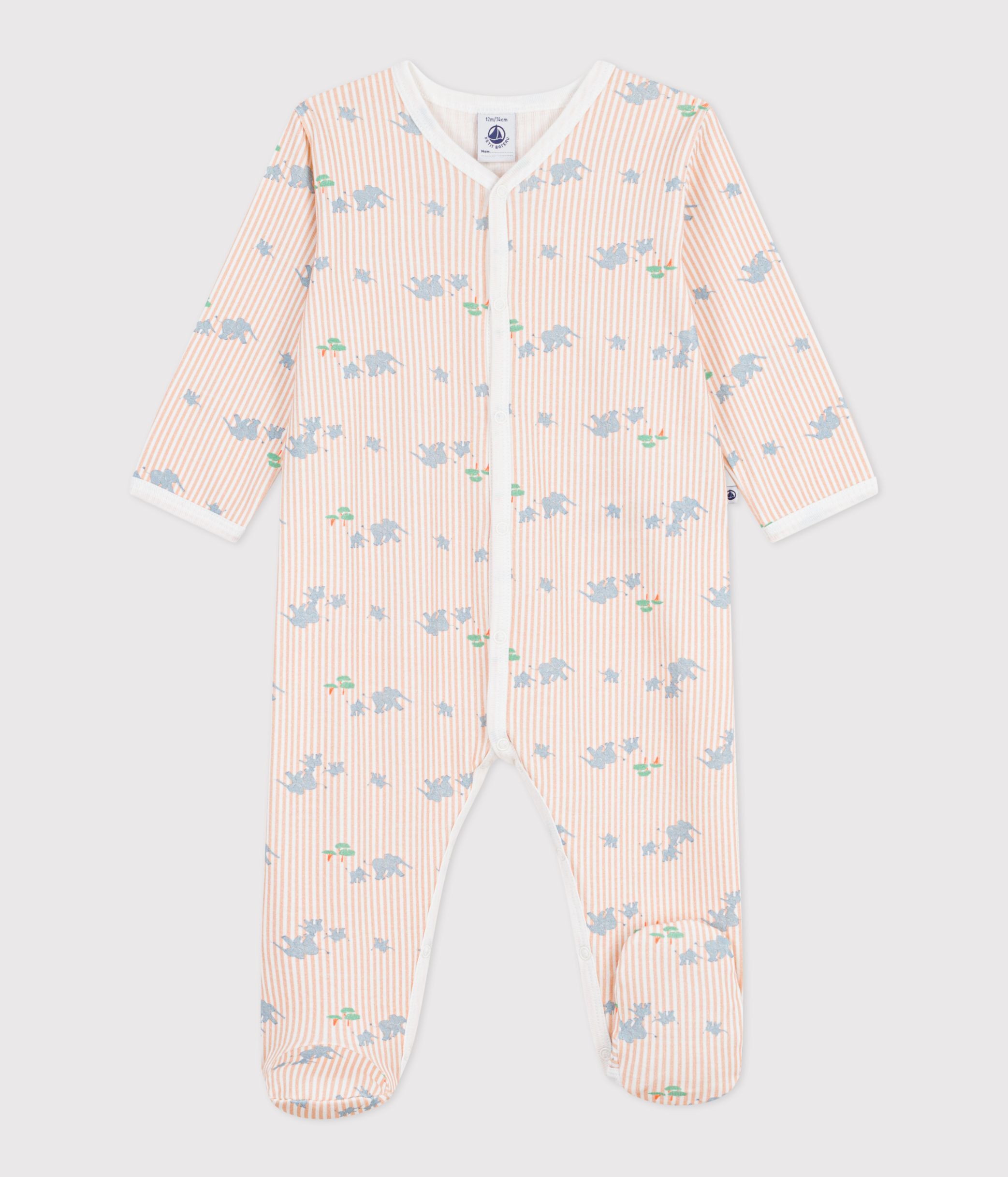 Babies' elephant print cotton pyjama suit