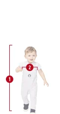 Size guide for babies featuring Petit Bateau designs